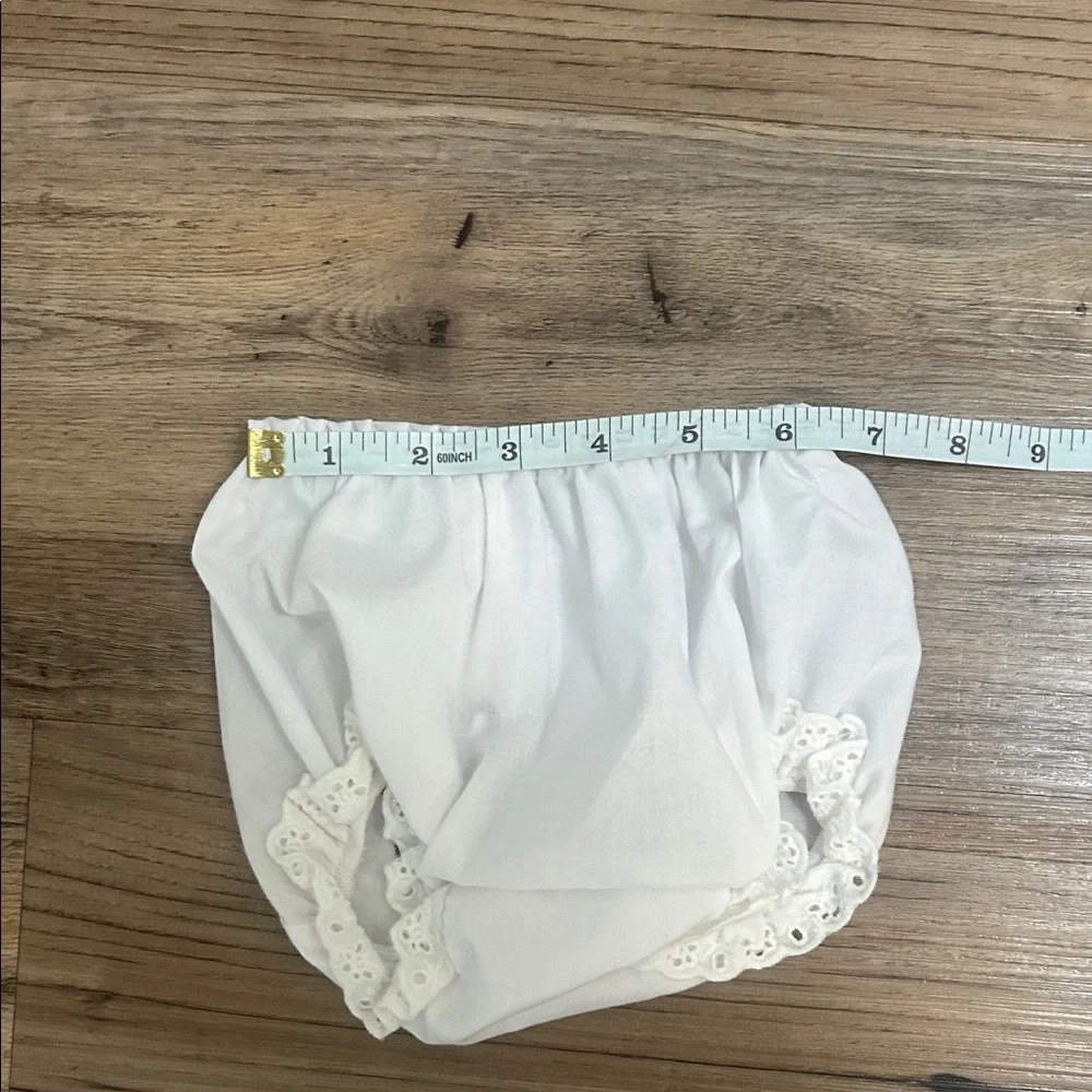 White Kids Bloomers with Burgundy Appliqué Paw Prints
